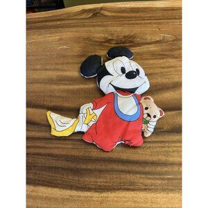 Vintage Mickey Mouse Handmade Plush Cloth Quilted Fabric Wall Decor